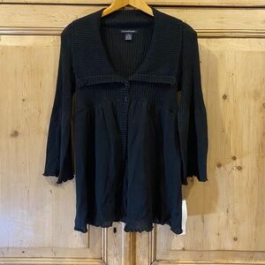 52 Weekends Long Black Cardigan Size L NWT